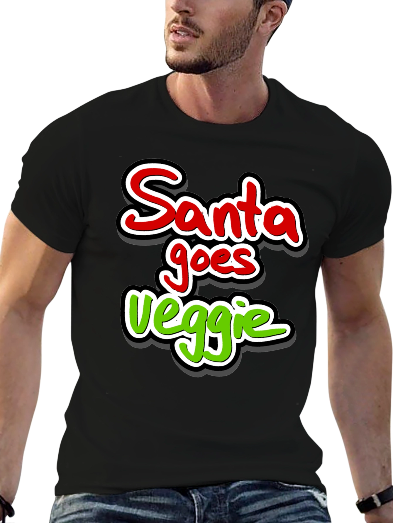 Santa Goes Veggie Funny Christmas T-Shirt