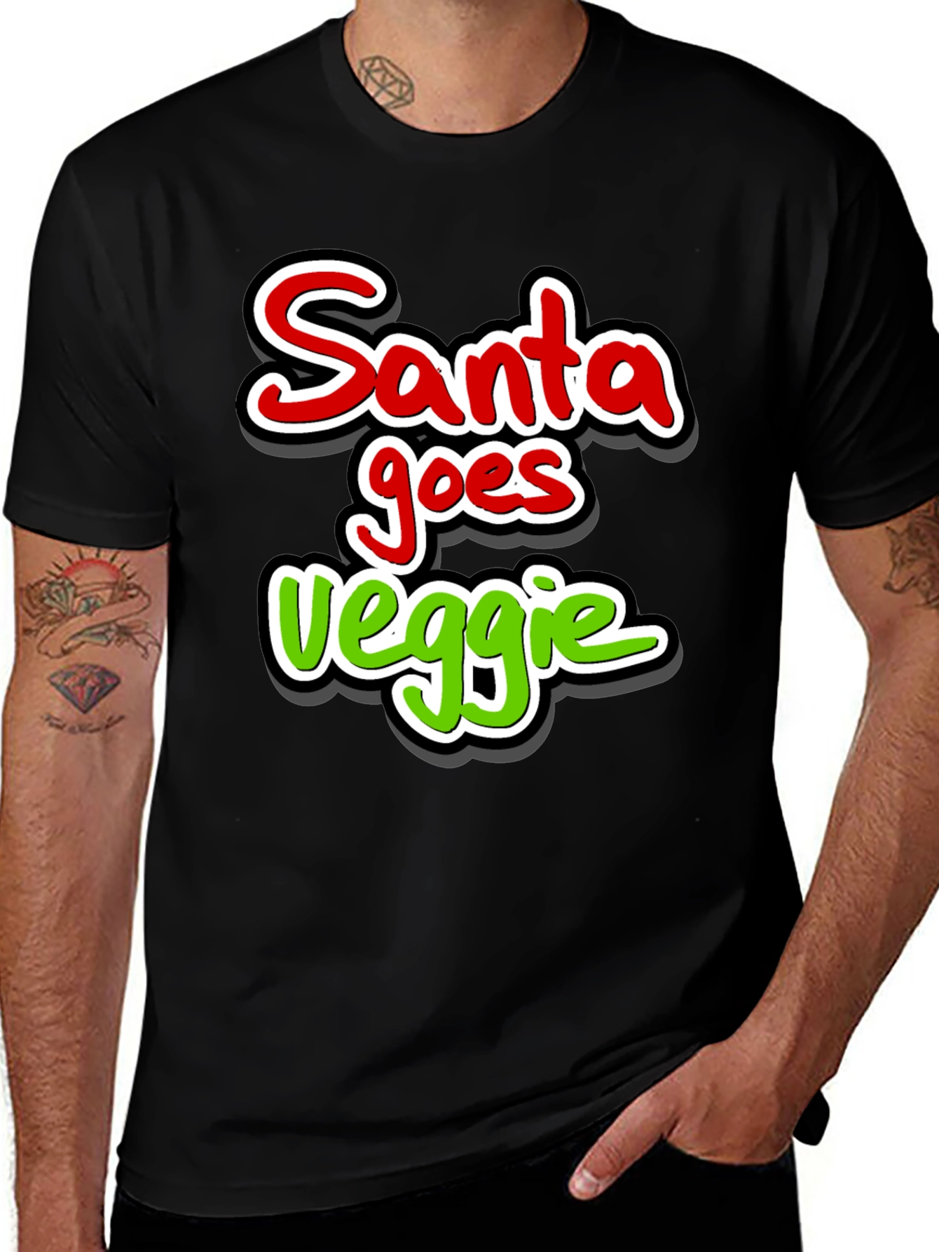 Santa Goes Veggie Funny Christmas T-Shirt