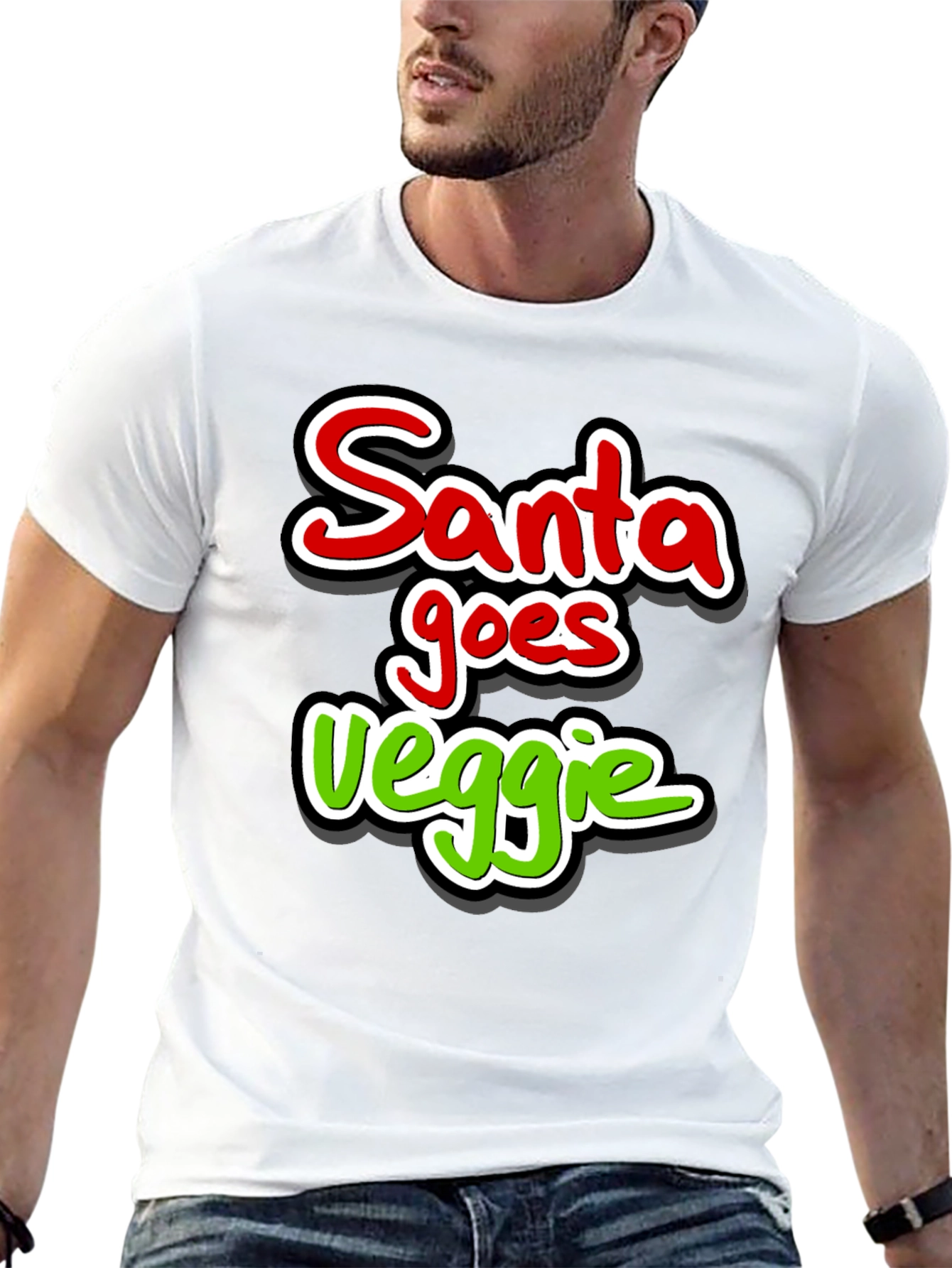 Santa Goes Veggie Funny Christmas T-Shirt