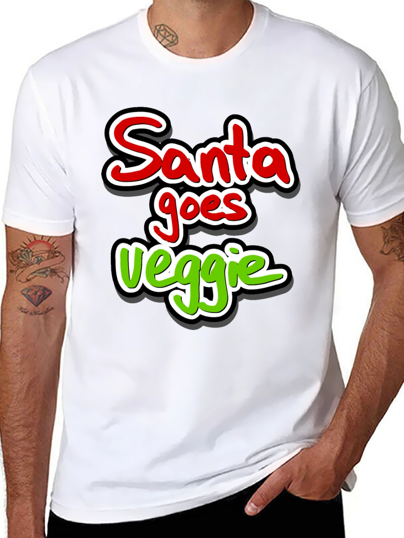Santa Goes Veggie Funny Christmas T-Shirt