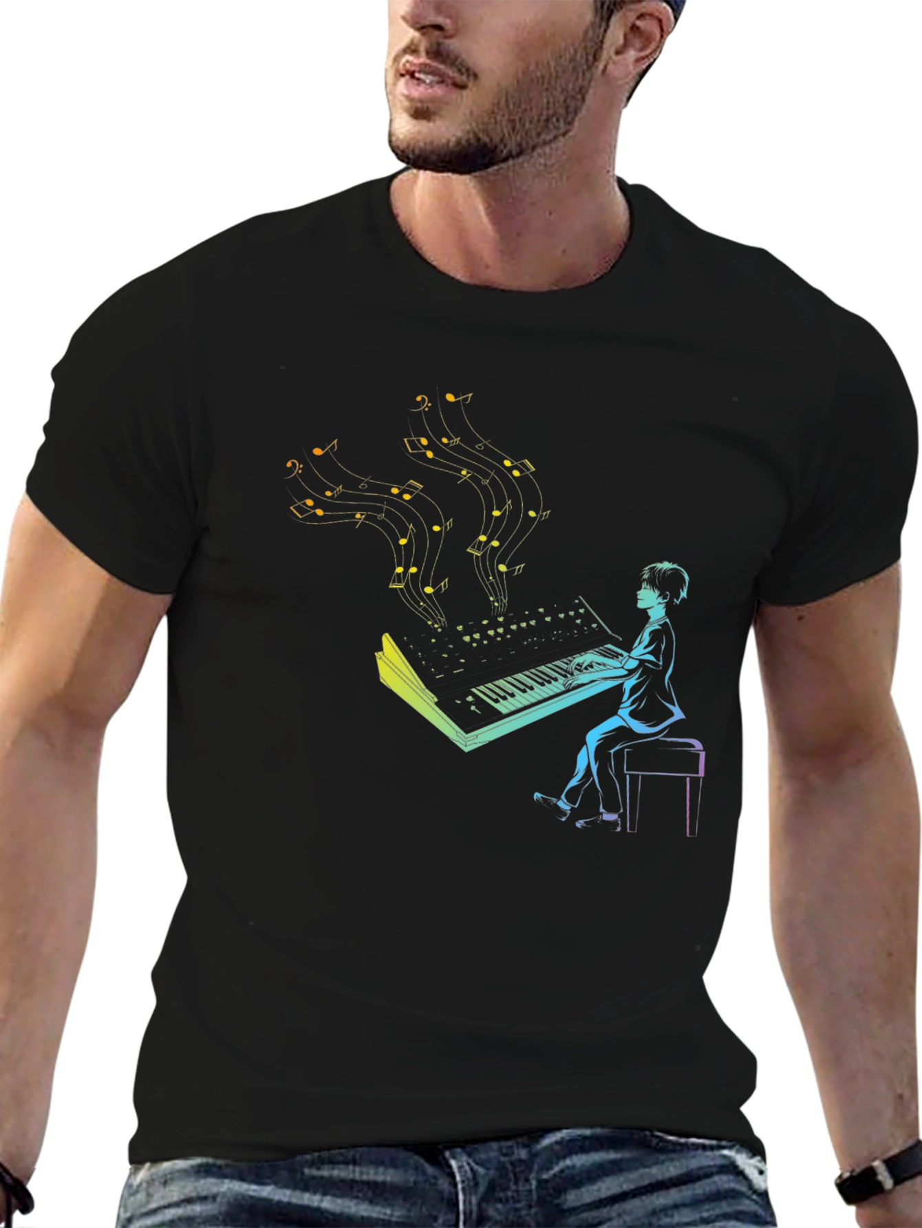Musical Keyboard Player T-Shirt - Black