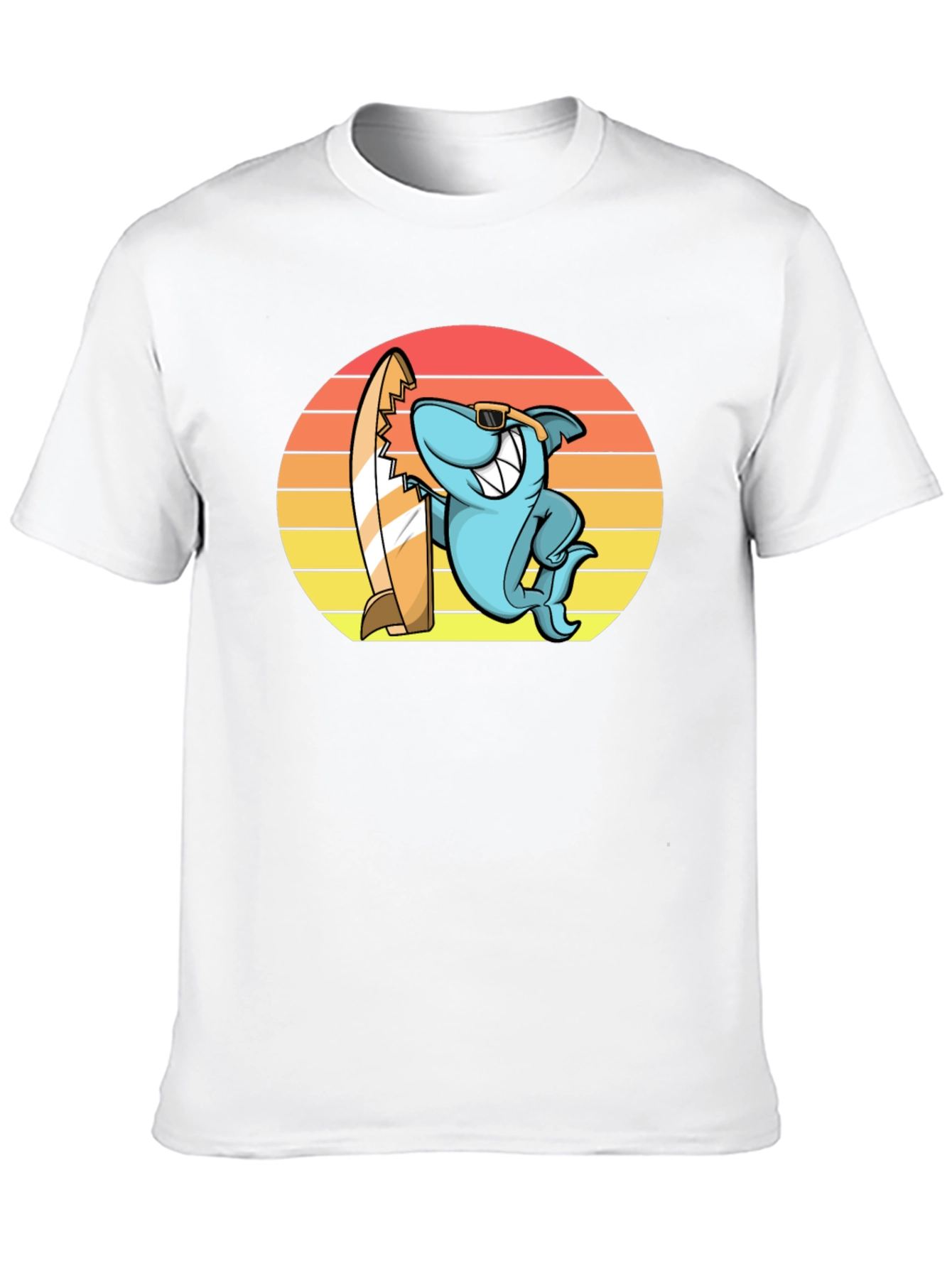 Cool Shark Surfer Graphic Tee - Black T-Shirt