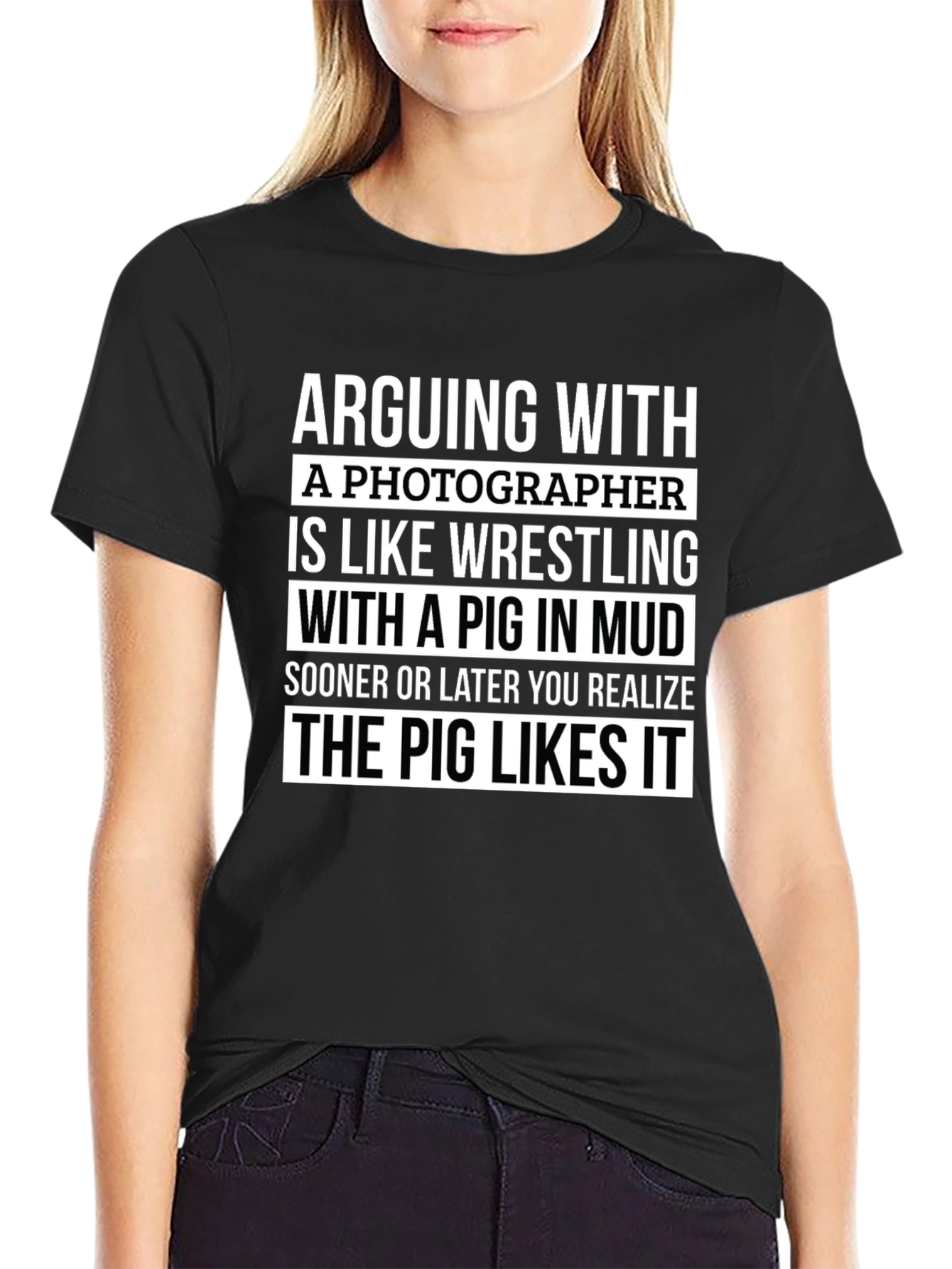 Photographer Pig Wrestling Humor T-Shirt