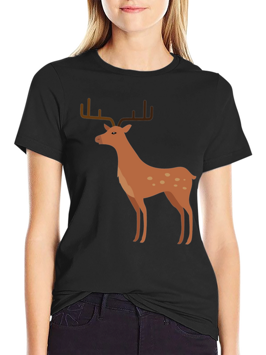 Mens Black T-Shirt with Deer Graphic