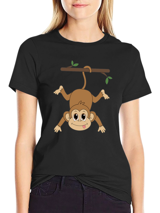 Funny Monkey Hanging From Branch Graphic T-Shirt