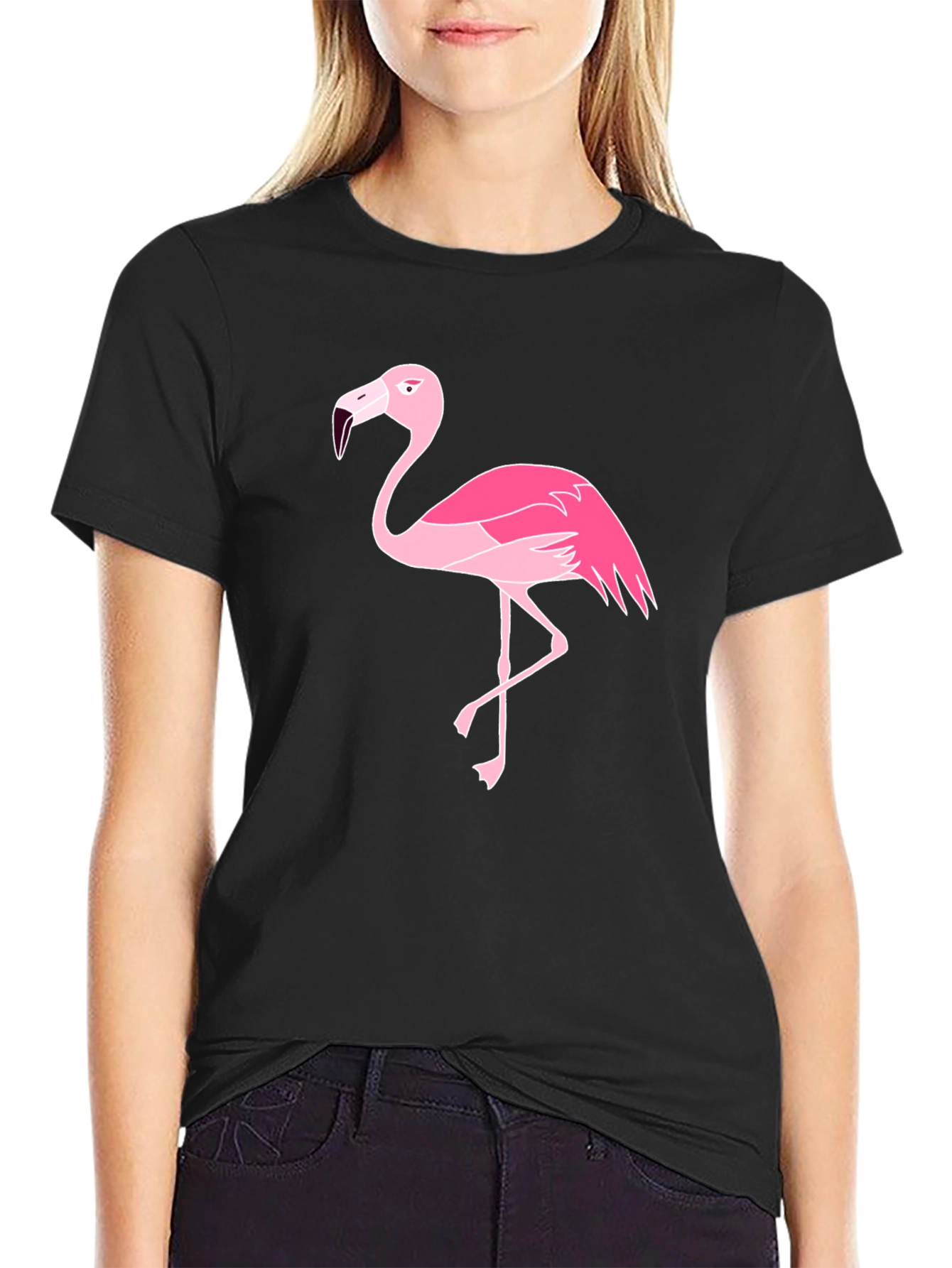 Pink Flamingo Graphic Tee - Classic Black T-Shirt