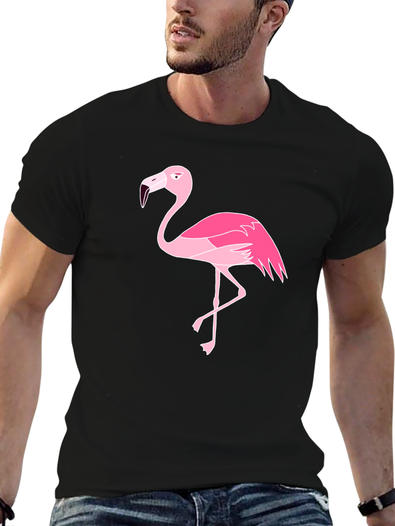 Pink Flamingo Graphic Tee - Classic Black T-Shirt