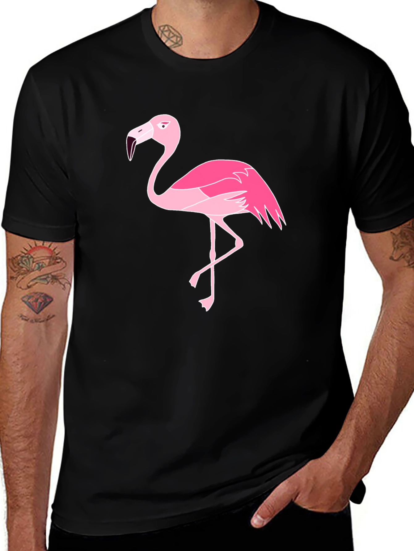 Pink Flamingo Graphic Tee - Classic Black T-Shirt