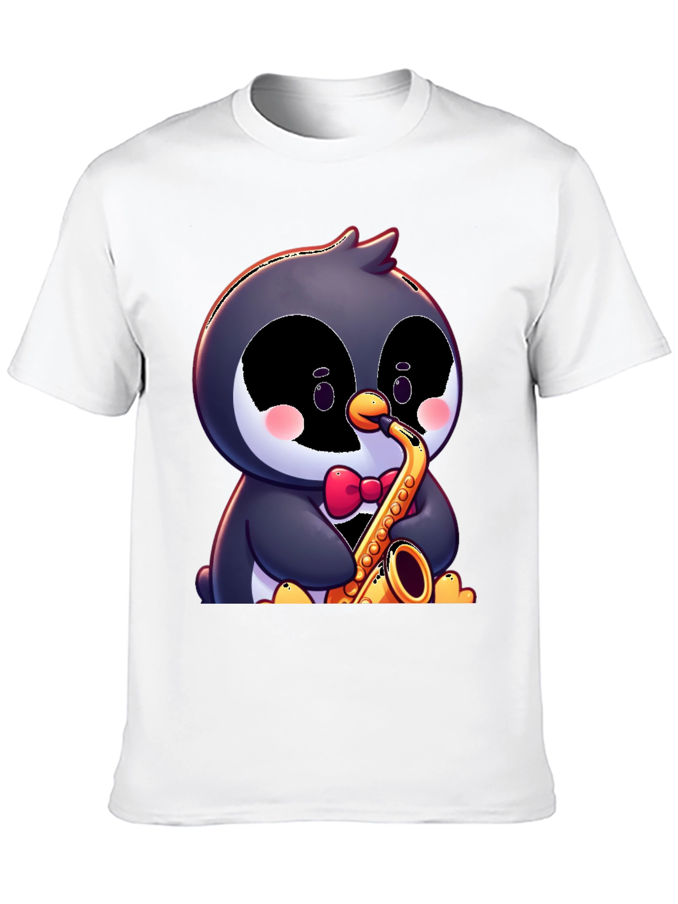 Penguin Saxophone T-Shirt - Fun Cartoon Design