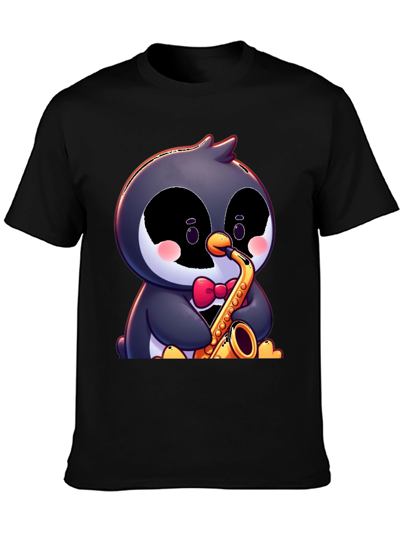 Penguin Saxophone T-Shirt - Fun Cartoon Design