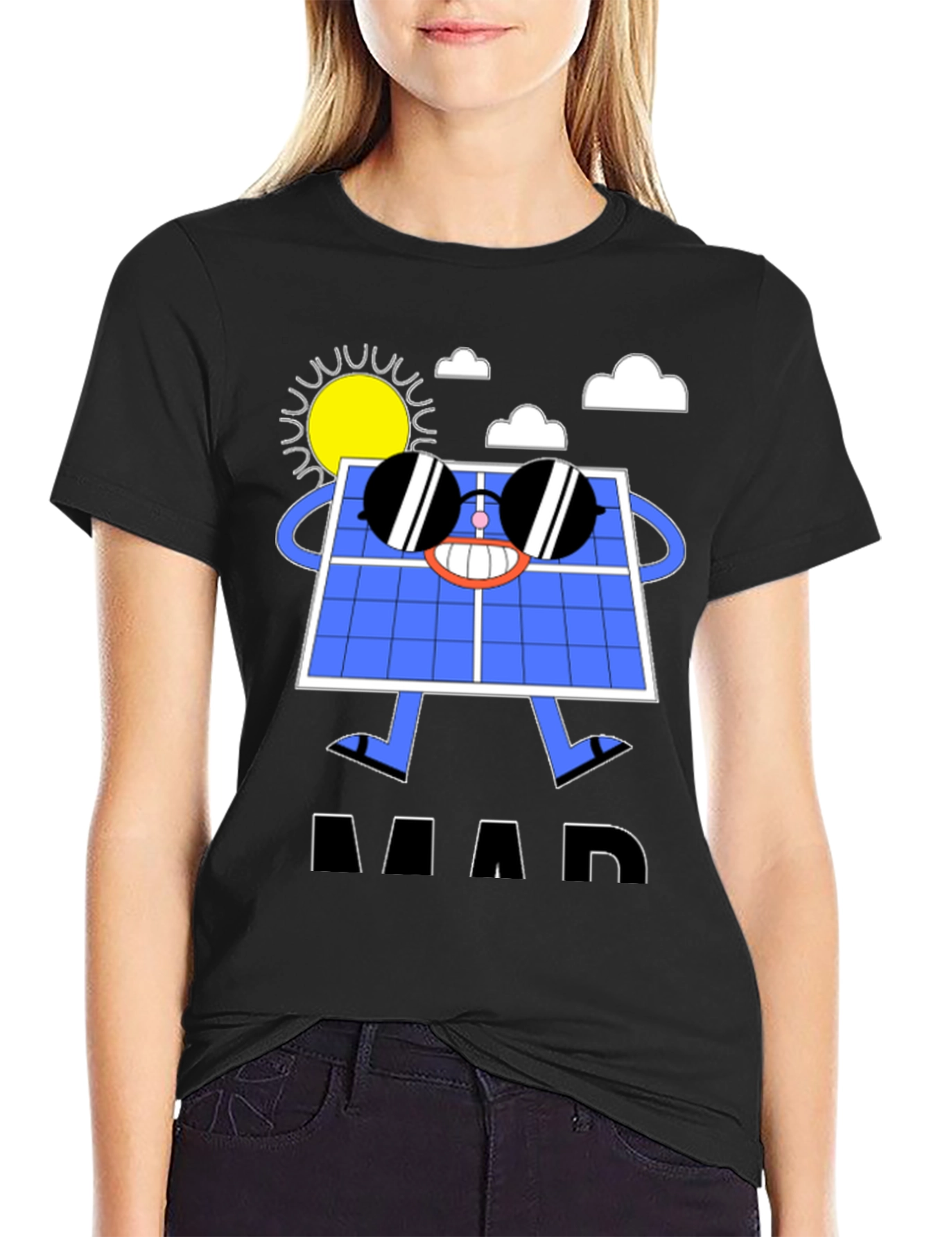 Solar Panel Cartoon Graphic T-Shirt