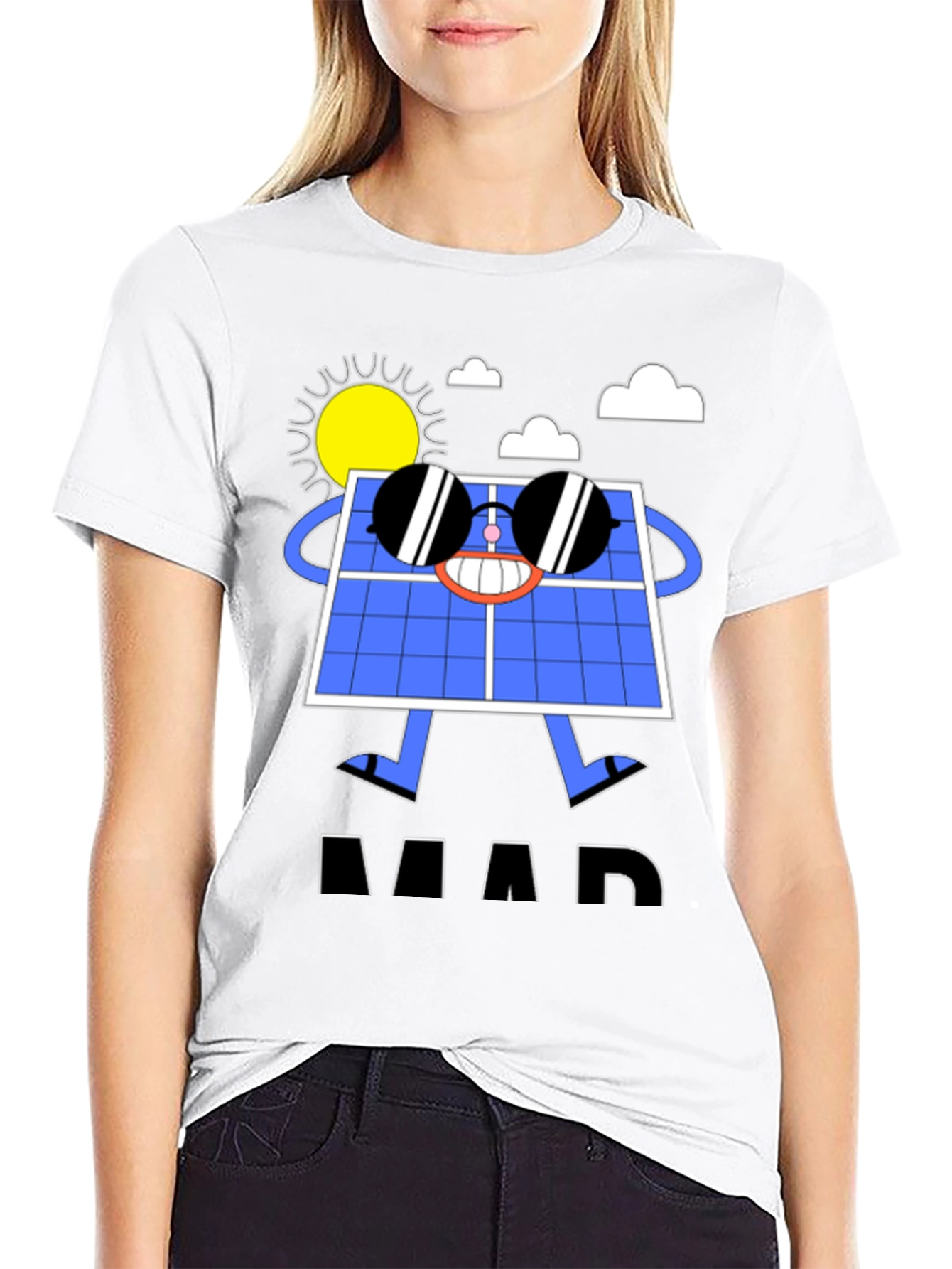 Solar Panel Cartoon Graphic T-Shirt