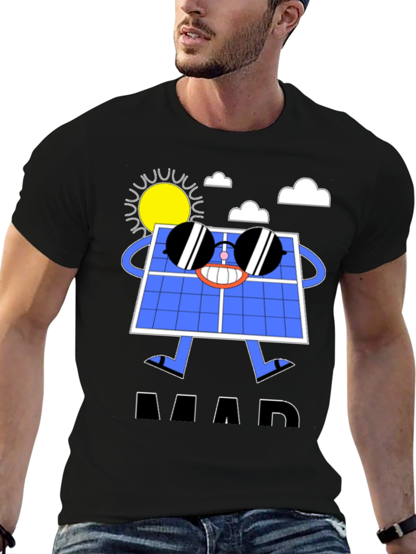 Solar Panel Cartoon Graphic T-Shirt
