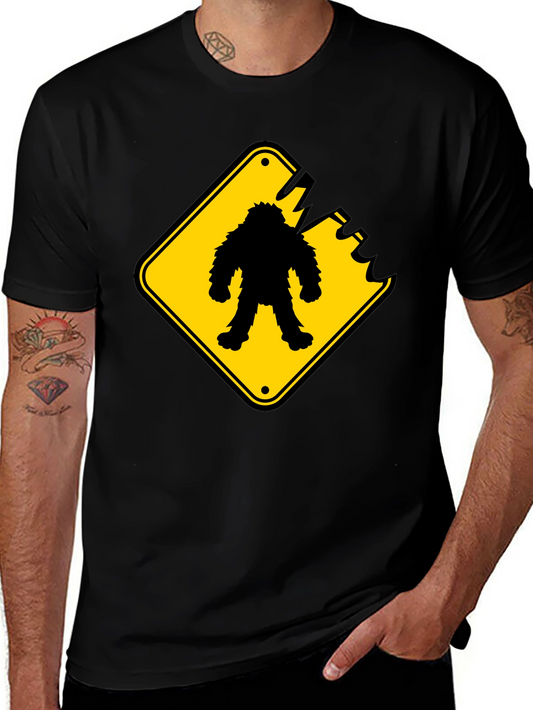 Sasquatch Crossing Black T-Shirt - Novelty Graphic Tee