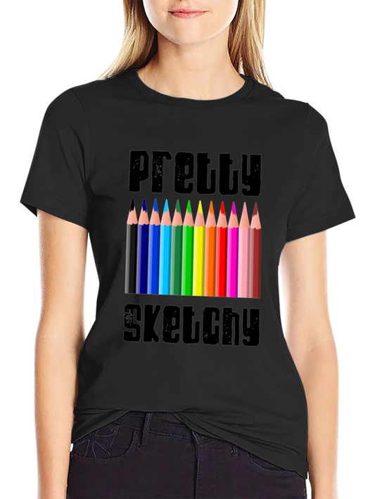 Pretty Sketchy Graphic Tee - Artistic Novelty T-Shirt