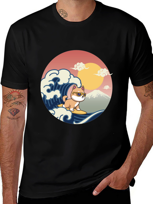 Surfing Shiba Inu T-Shirt - Cool Dog Wave Design