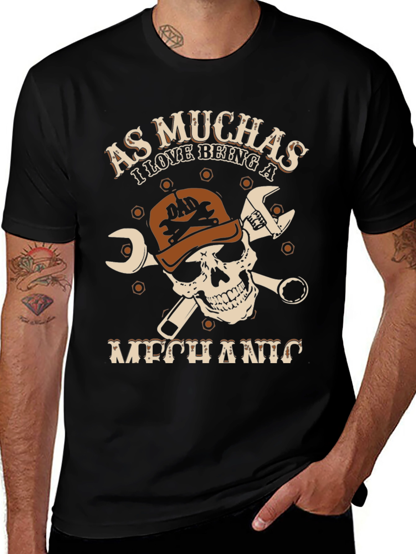 Mechanic Skull Graphic T-Shirt