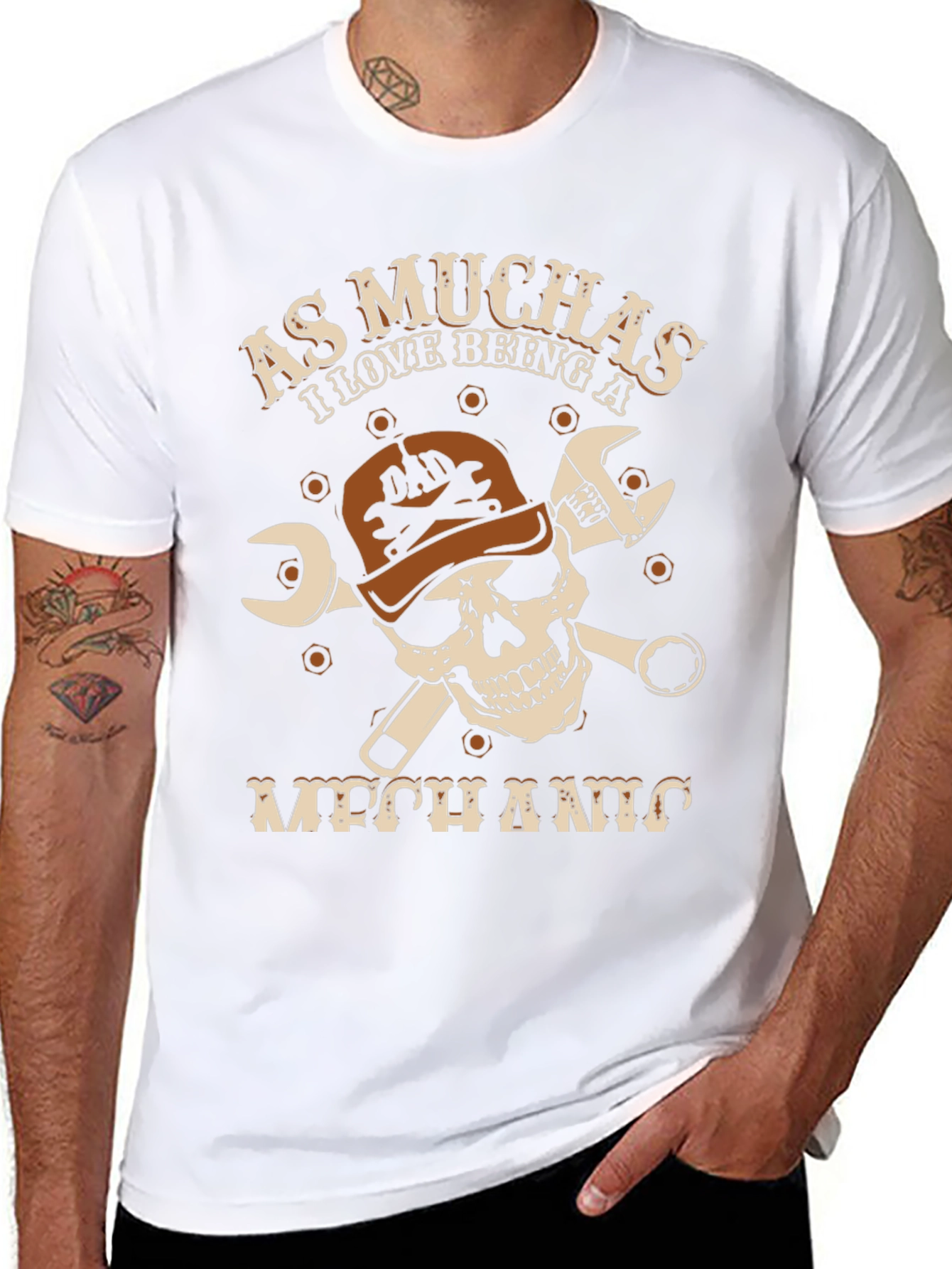 Mechanic Skull Graphic T-Shirt