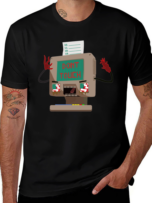 Retro Computer Dont Touch Black T-Shirt