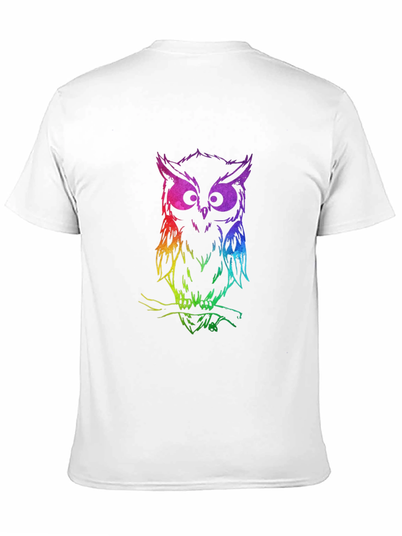 Rainbow Owl Graphic Black T-Shirt