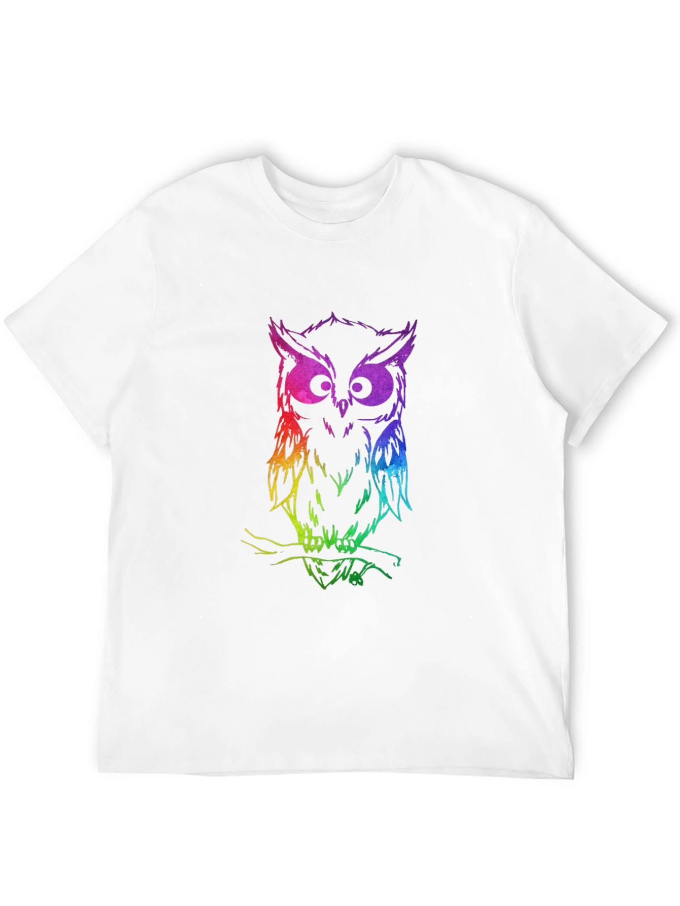 Rainbow Owl Graphic Black T-Shirt