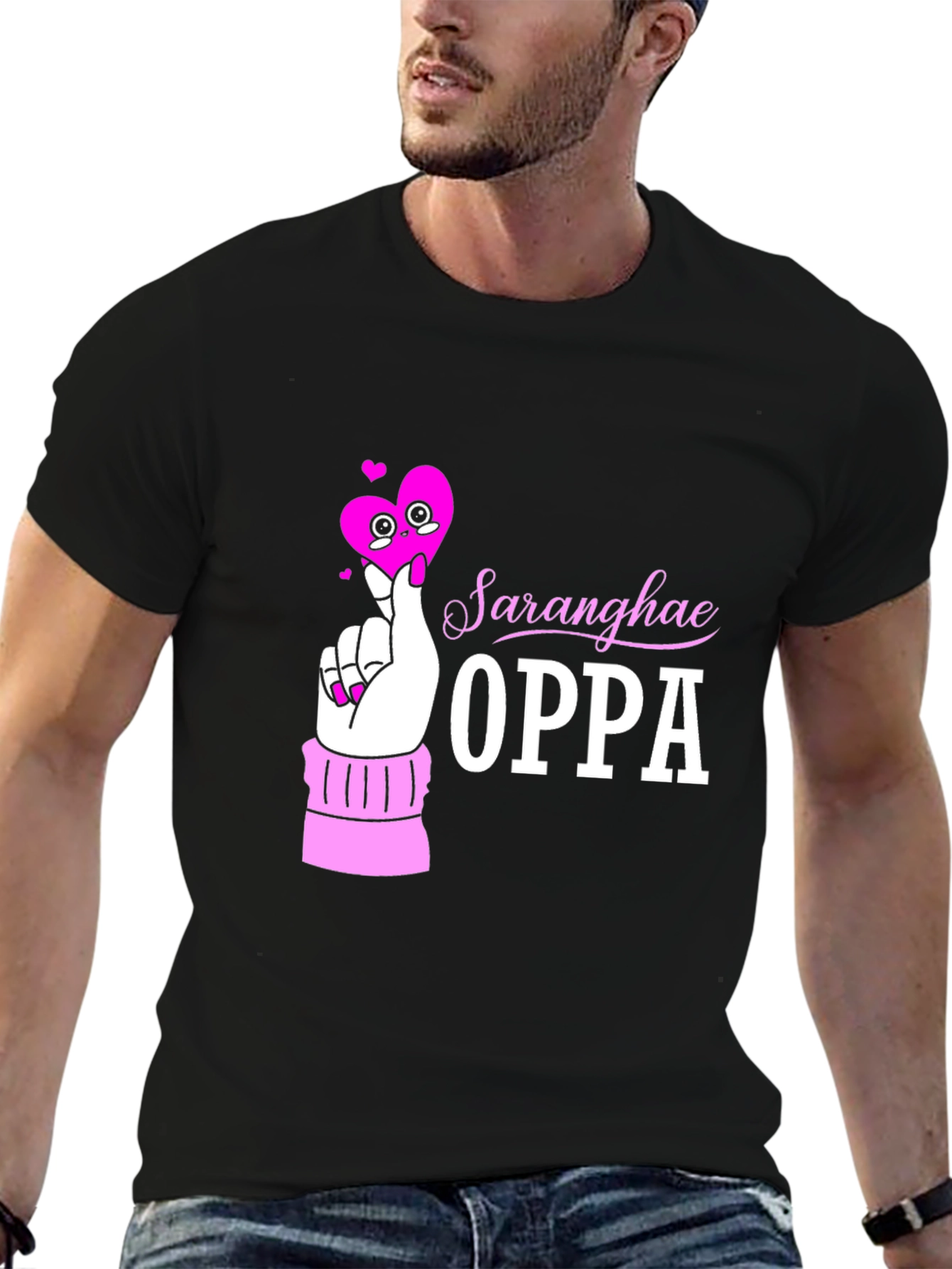 Saraghae Oppa Black T-Shirt