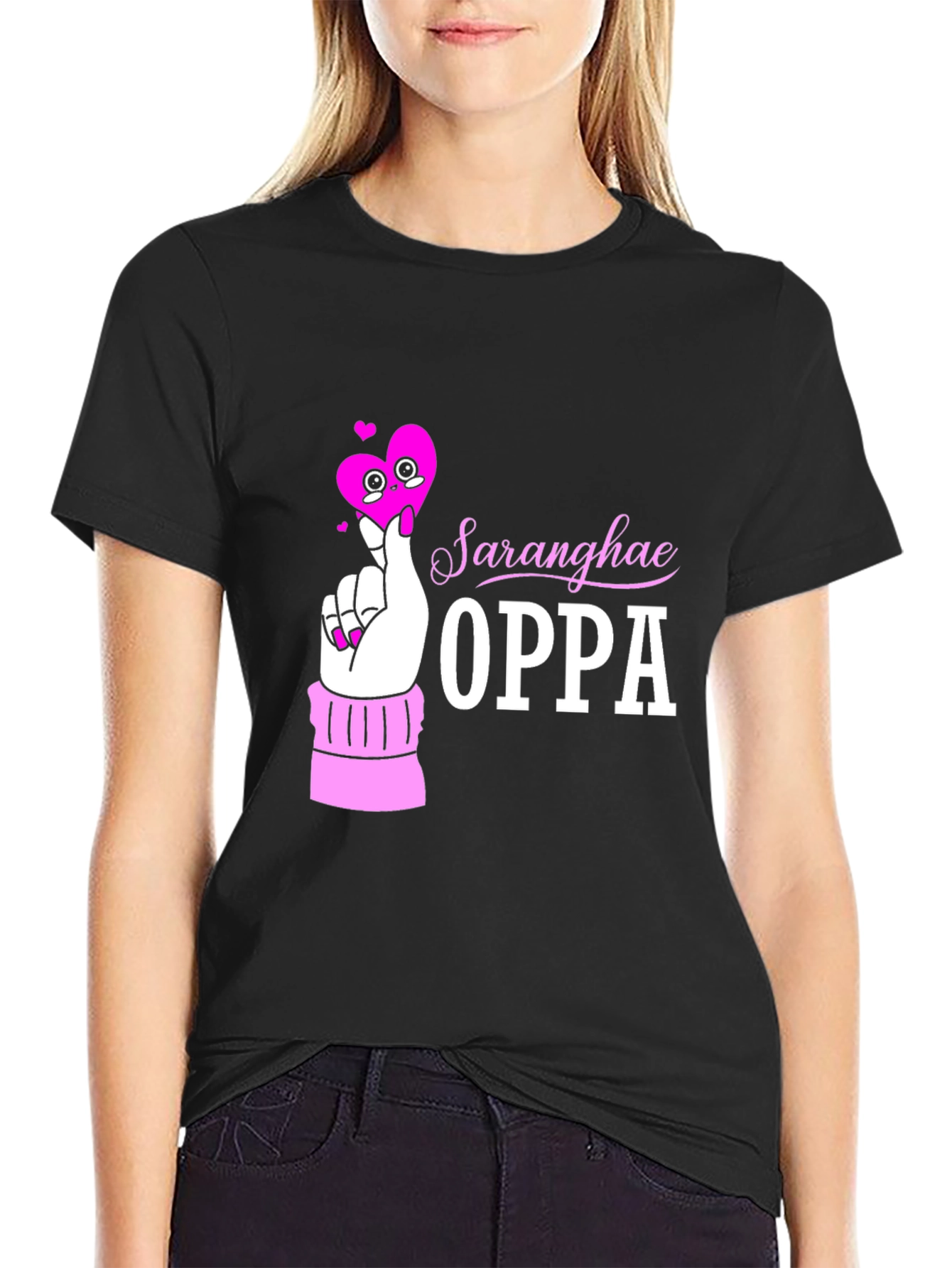 Saraghae Oppa Black T-Shirt