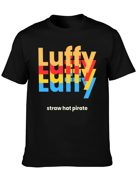 Luffy Straw Hat Pirate Graphic Tee - Black