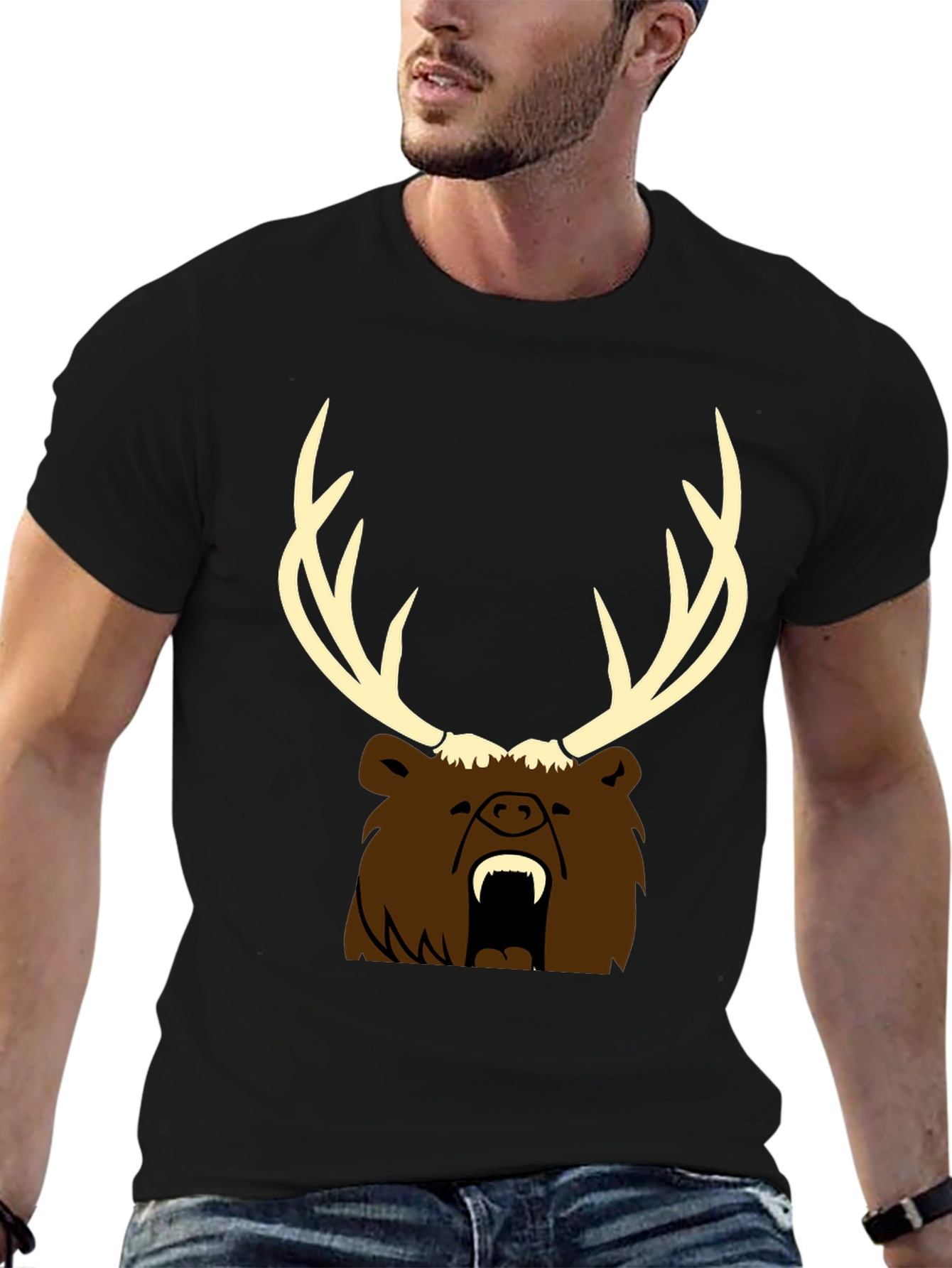 Bear with Antlers Graphic Tee