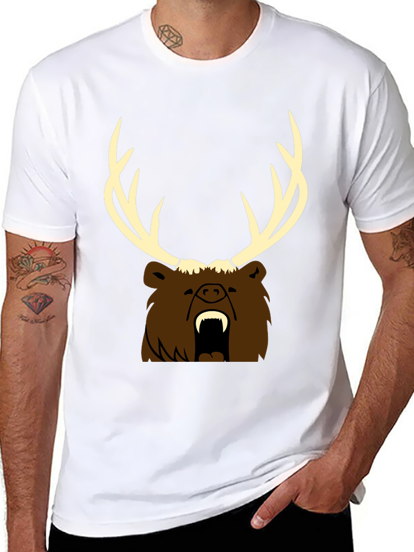 Bear with Antlers Graphic Tee