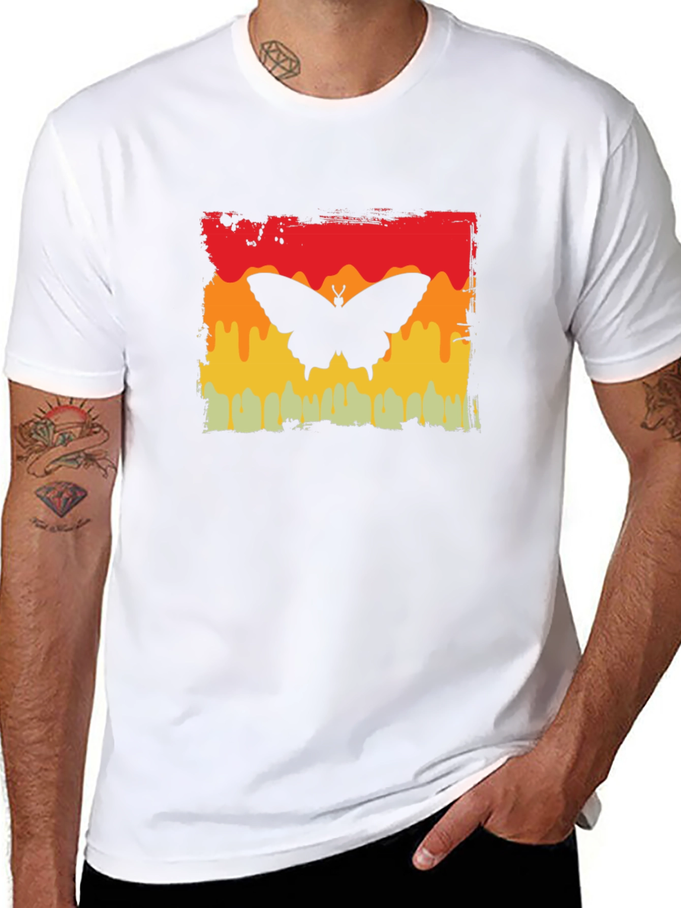 Butterfly Graphic Tee - Retro Sunset Design