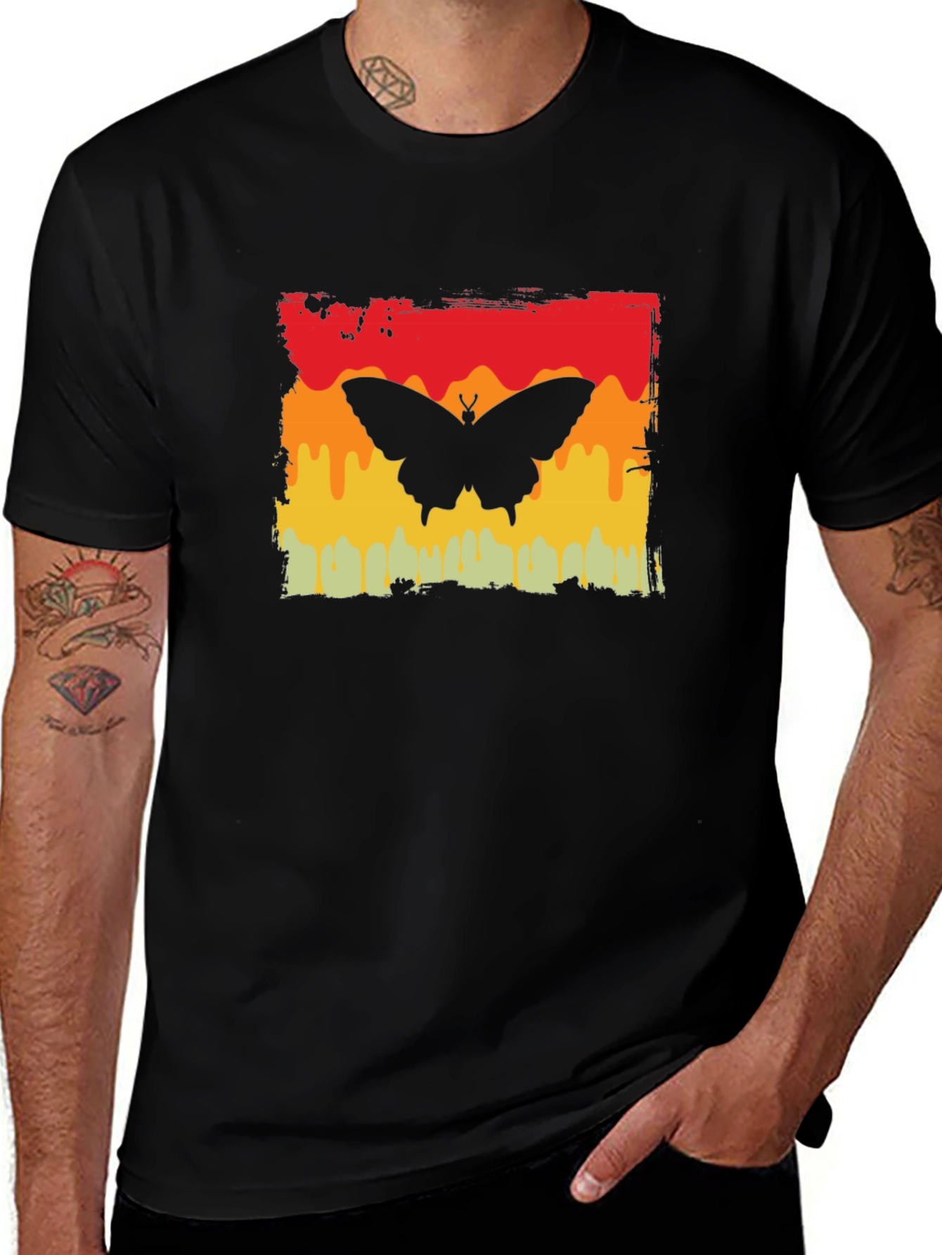 Butterfly Graphic Tee - Retro Sunset Design