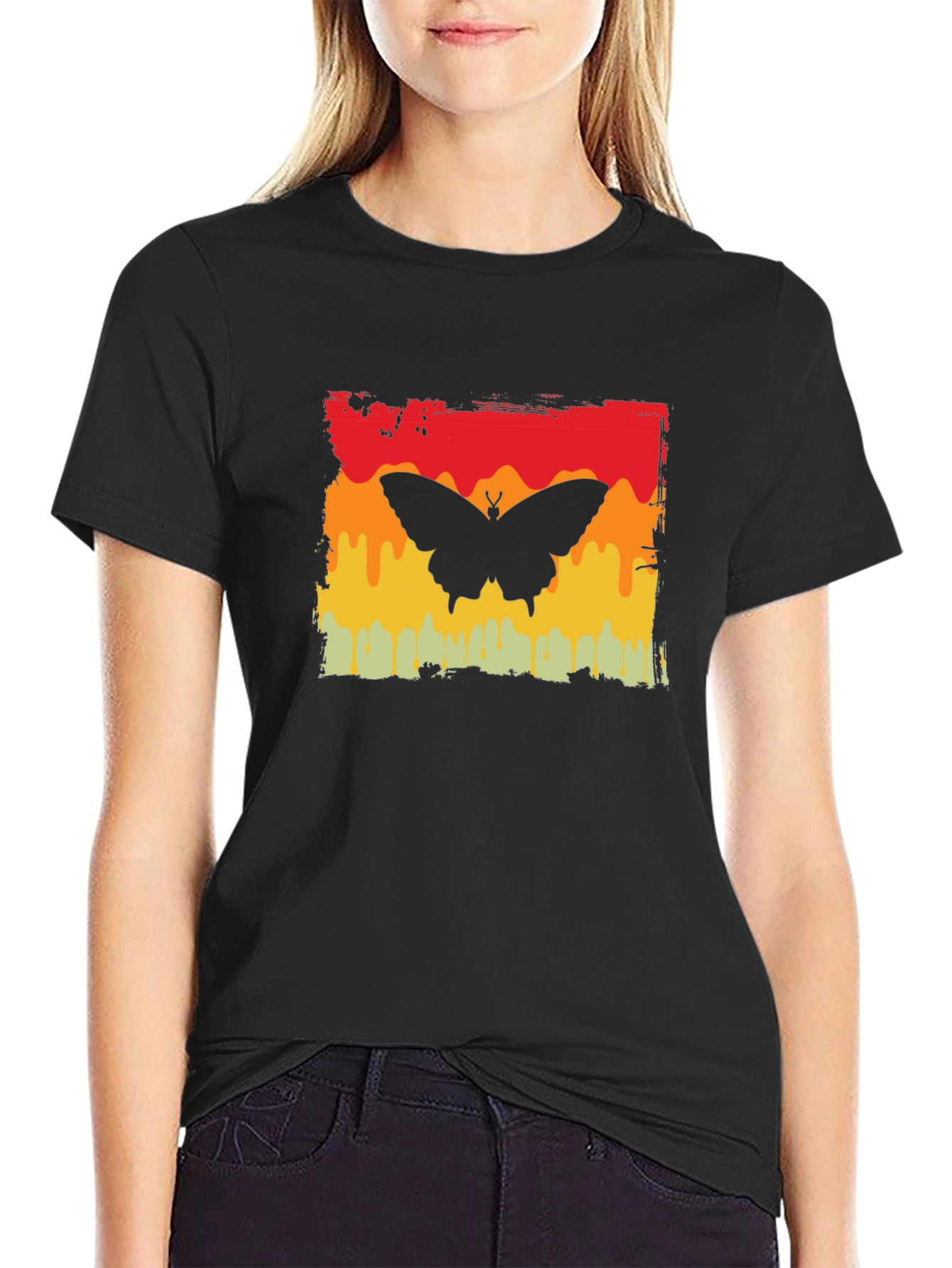 Butterfly Graphic Tee - Retro Sunset Design