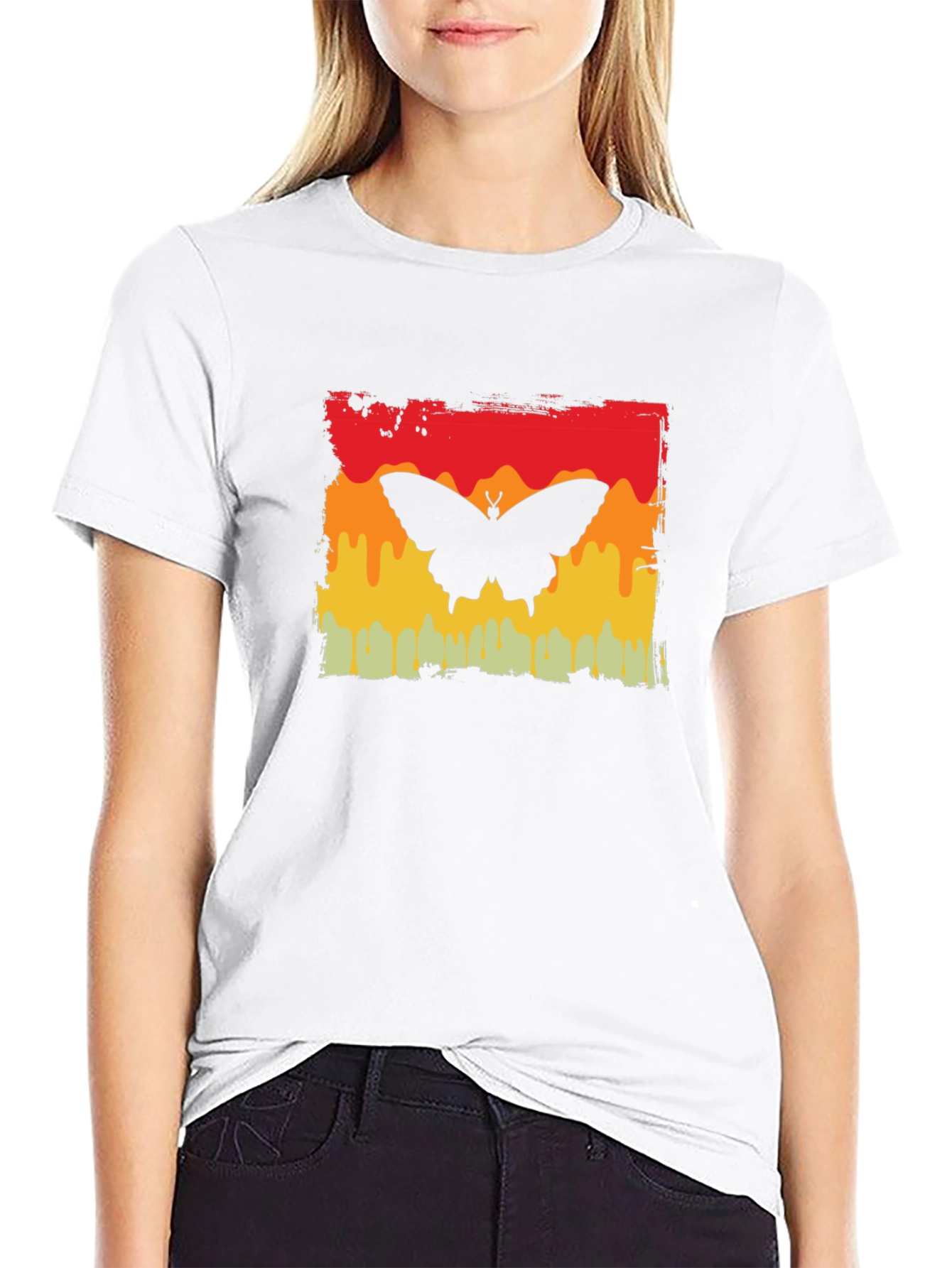 Butterfly Graphic Tee - Retro Sunset Design