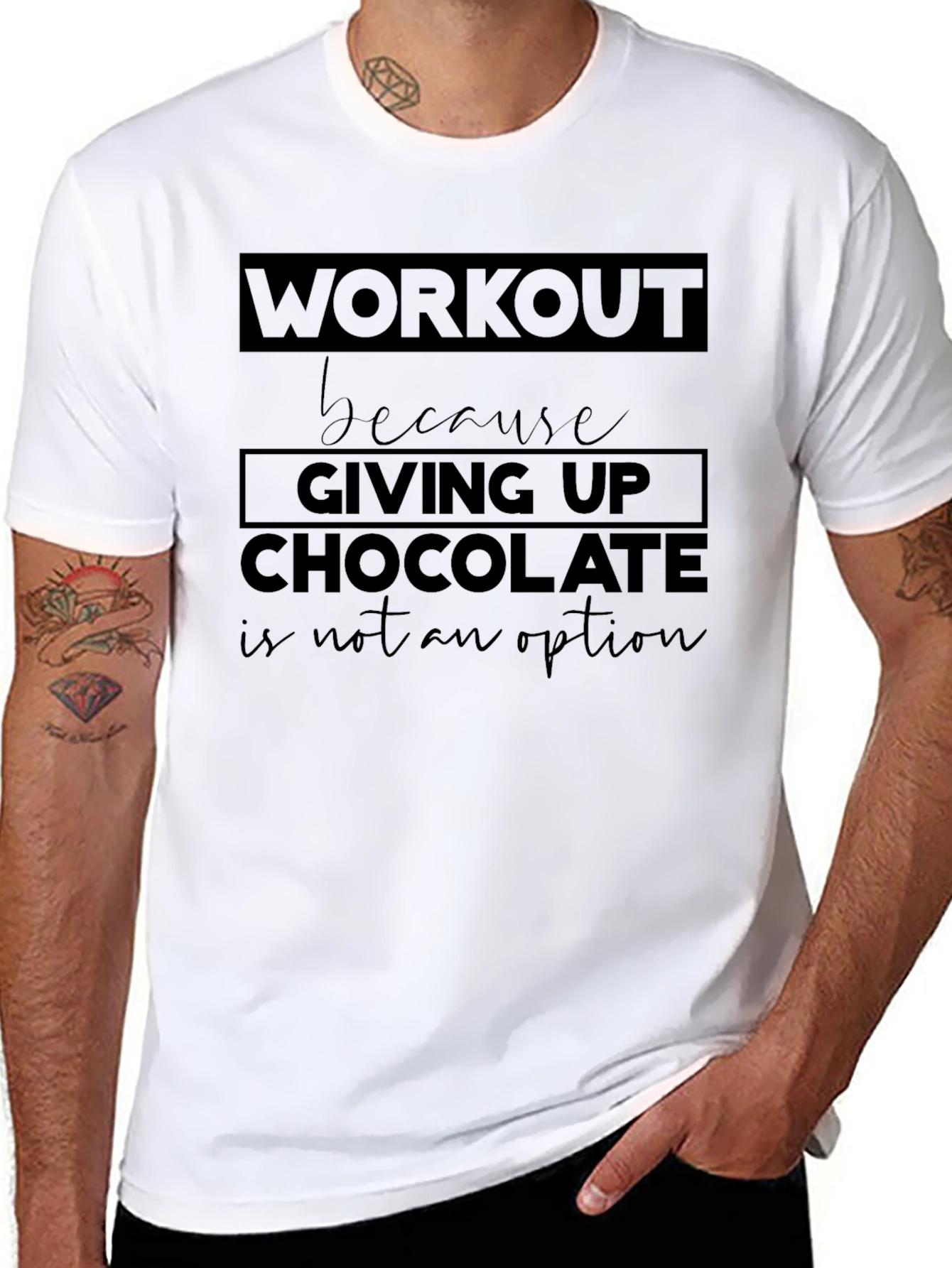 Workout for Chocolate Mens Black T-Shirt