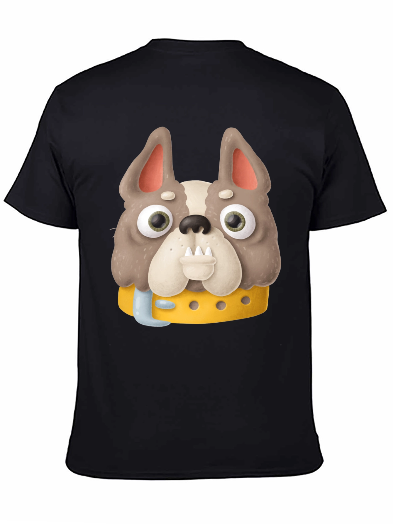 Cartoon Dog Graphic Tee - Novelty Black T-Shirt