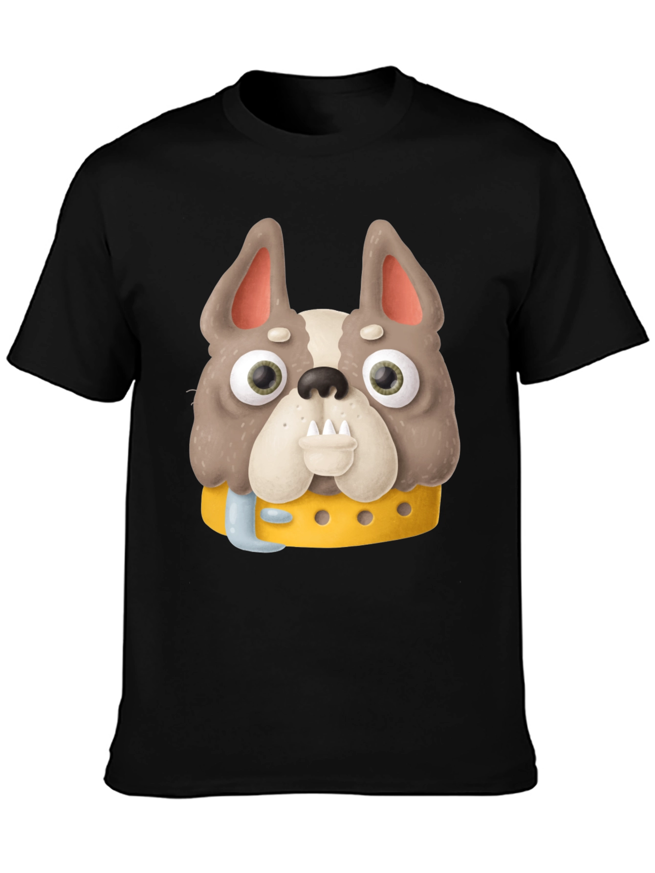 Cartoon Dog Graphic Tee - Novelty Black T-Shirt