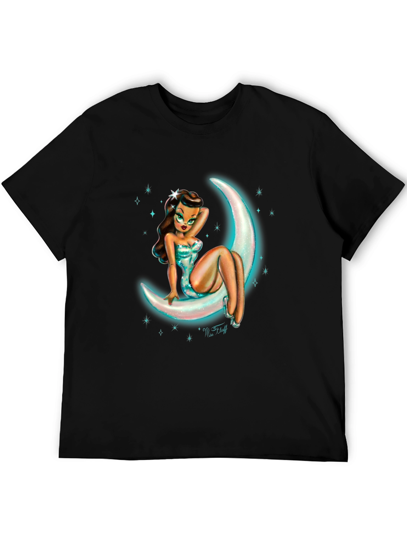 Moon Goddess Graphic Tee - Black Cotton T-Shirt