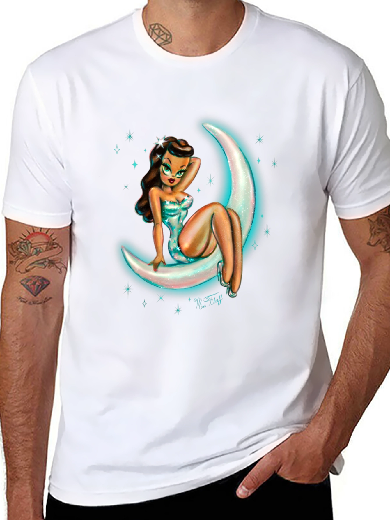 Moon Goddess Graphic Tee - Black Cotton T-Shirt