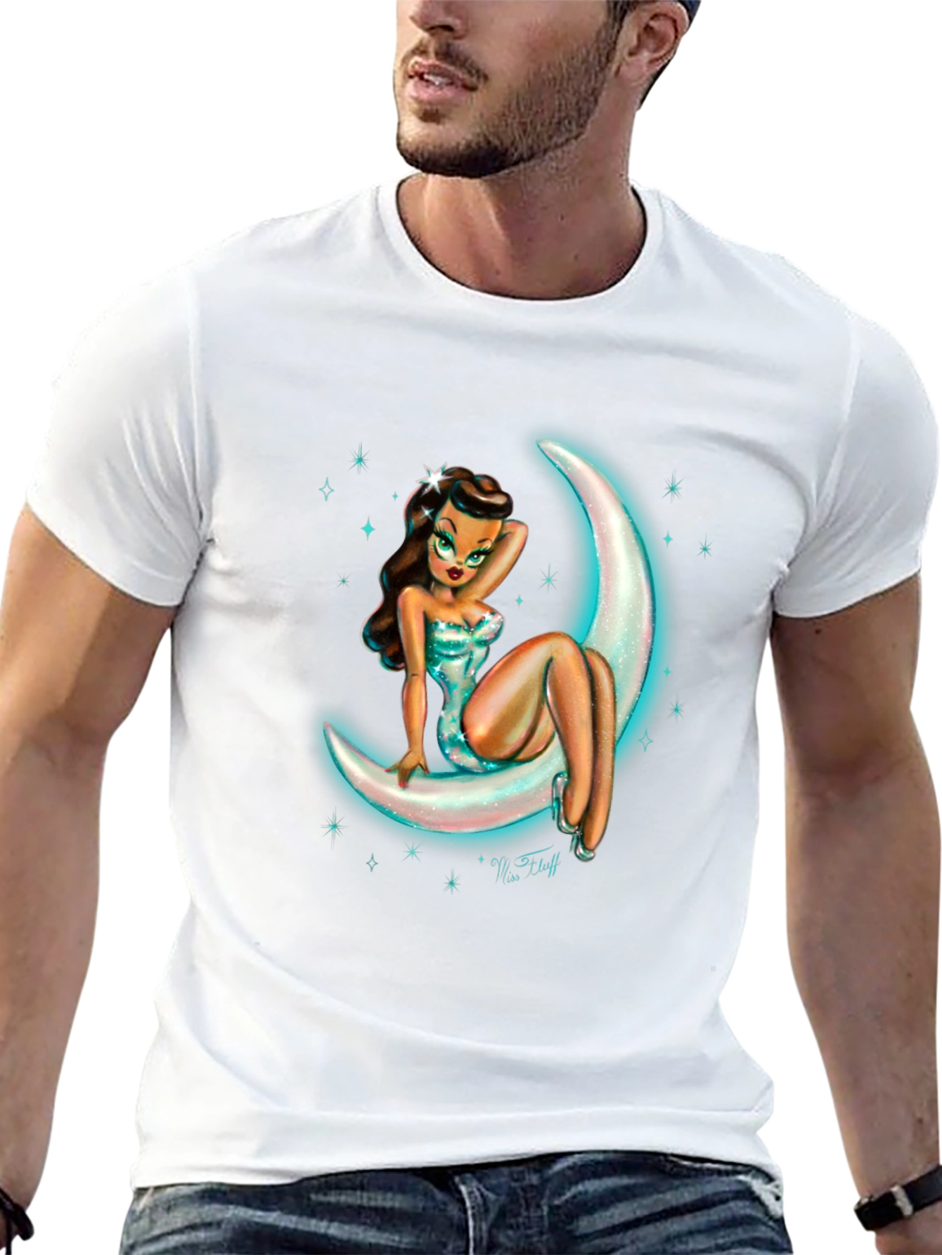 Moon Goddess Graphic Tee - Black Cotton T-Shirt