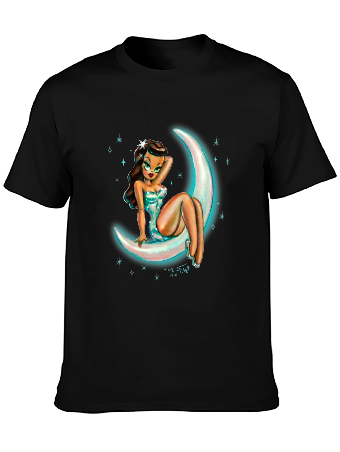 Moon Goddess Graphic Tee - Black Cotton T-Shirt
