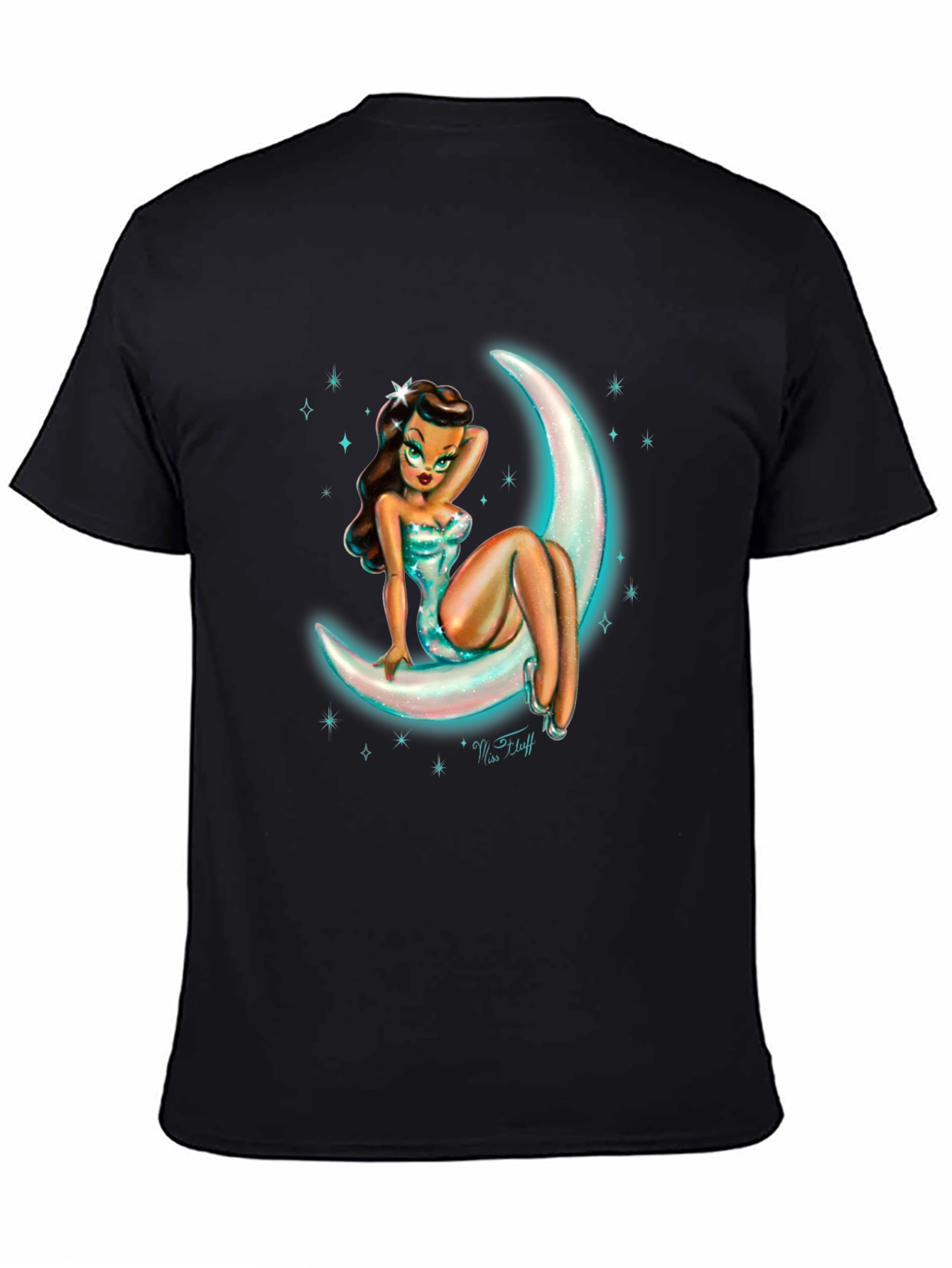 Moon Goddess Graphic Tee - Black Cotton T-Shirt