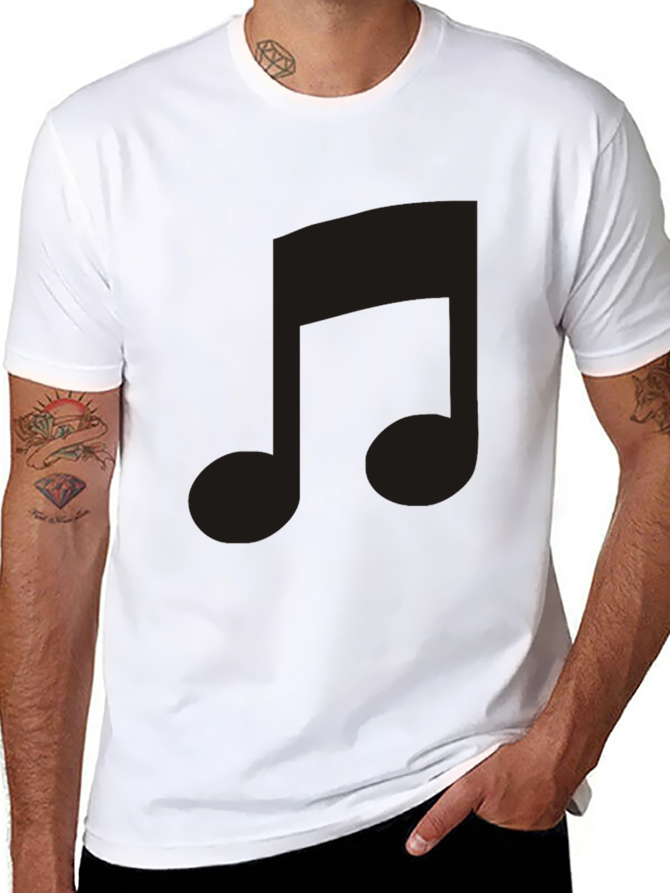 Black T-Shirt with Musical Note Design