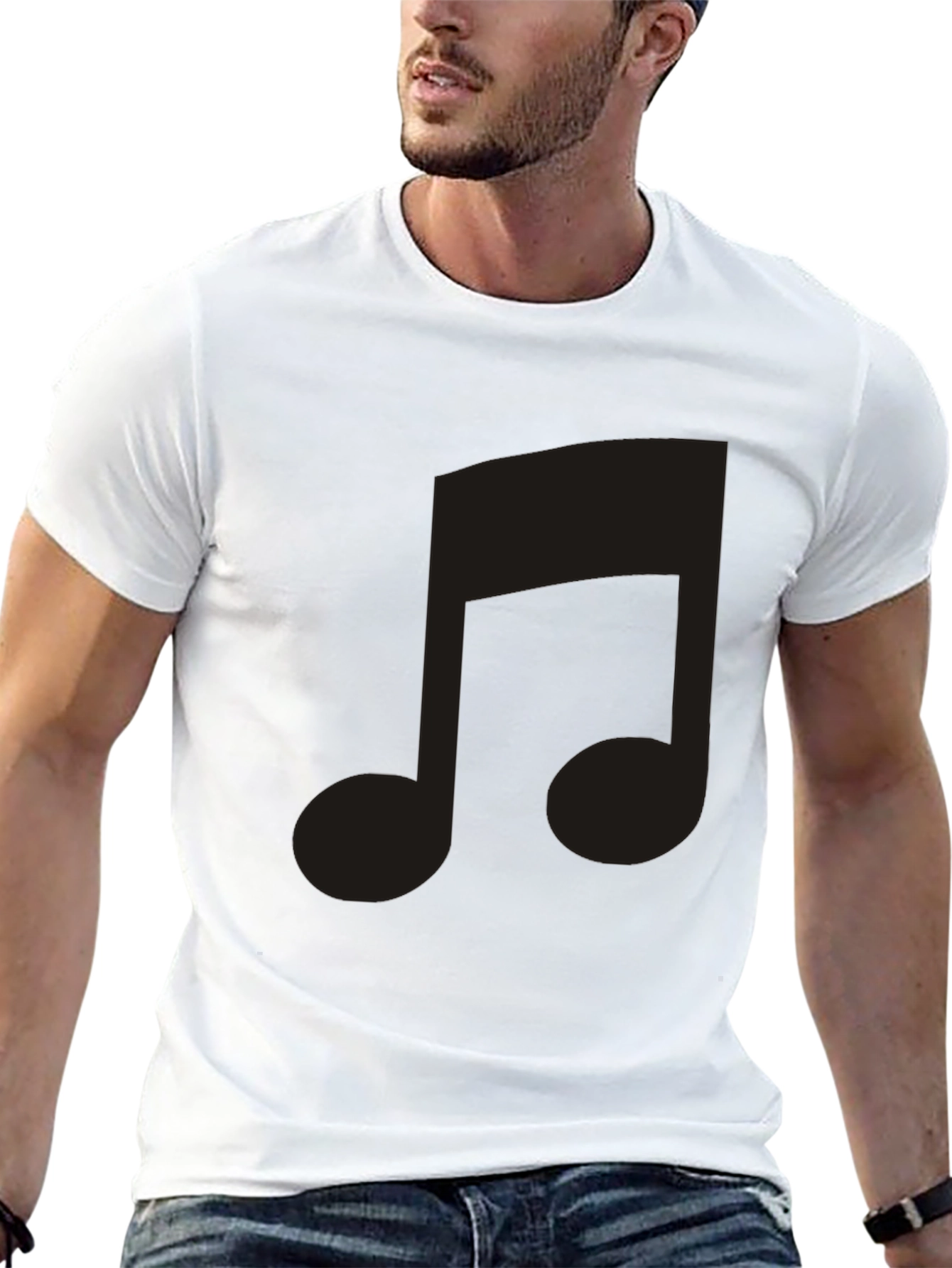 Black T-Shirt with Musical Note Design