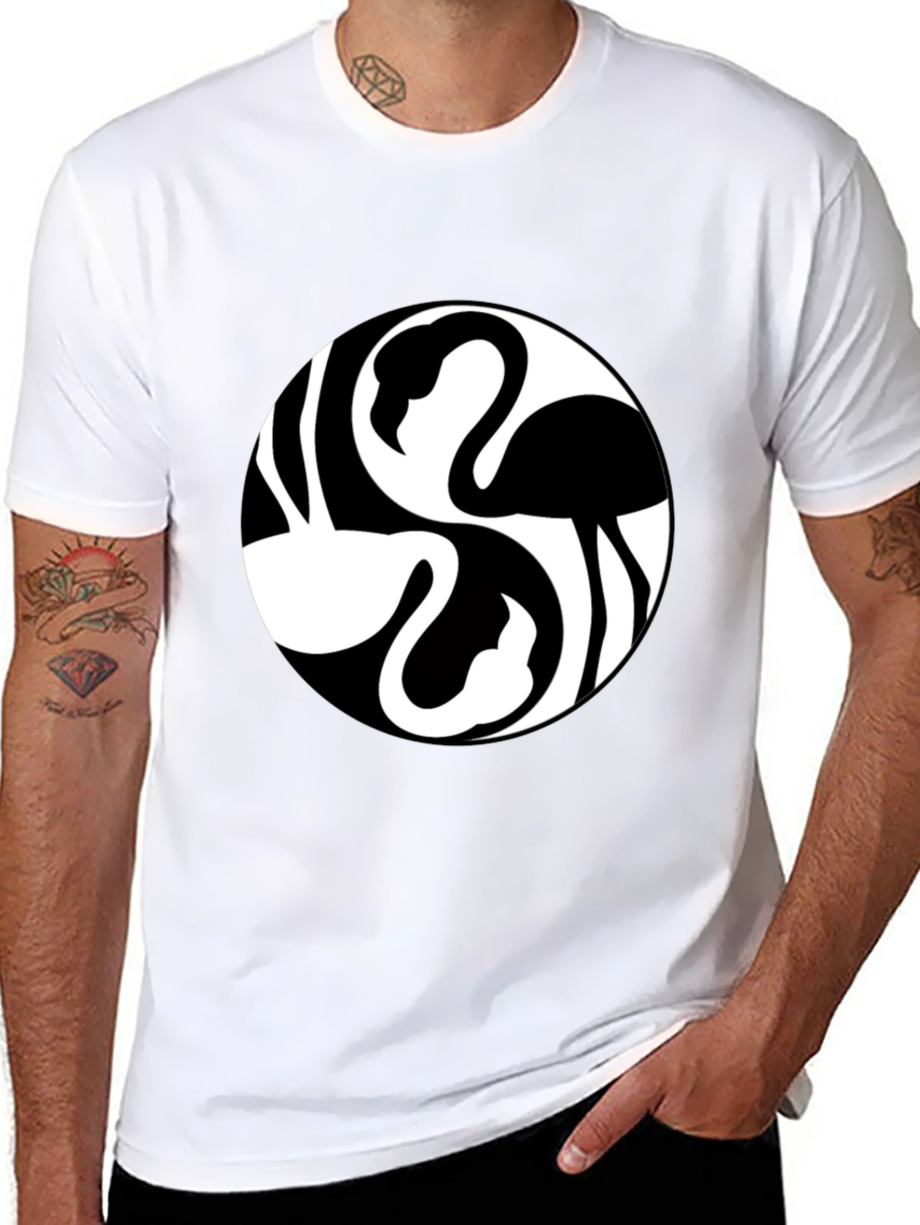 Flamingo Yin Yang Graphic Tee