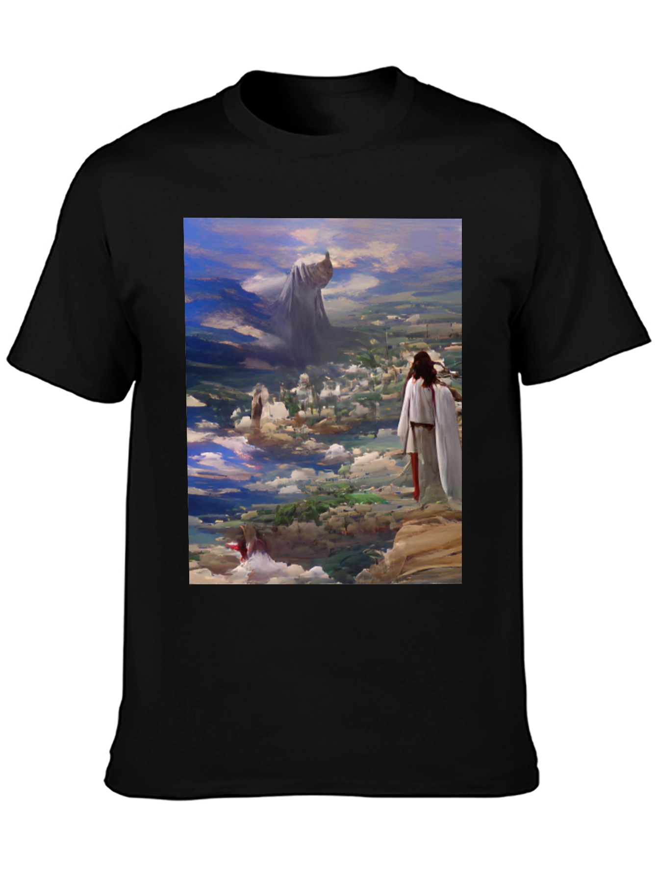 Artistic Biblical Scene Black T-Shirt