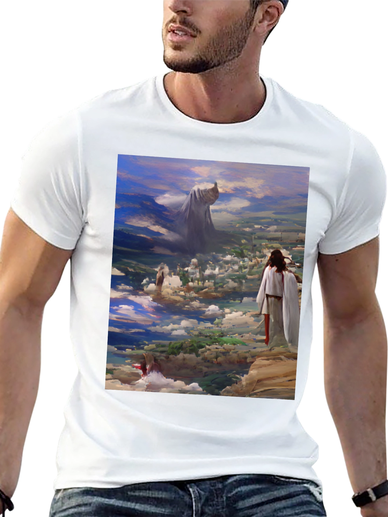 Artistic Biblical Scene Black T-Shirt