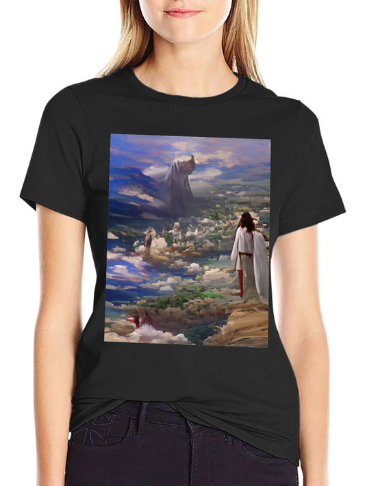 Artistic Biblical Scene Black T-Shirt