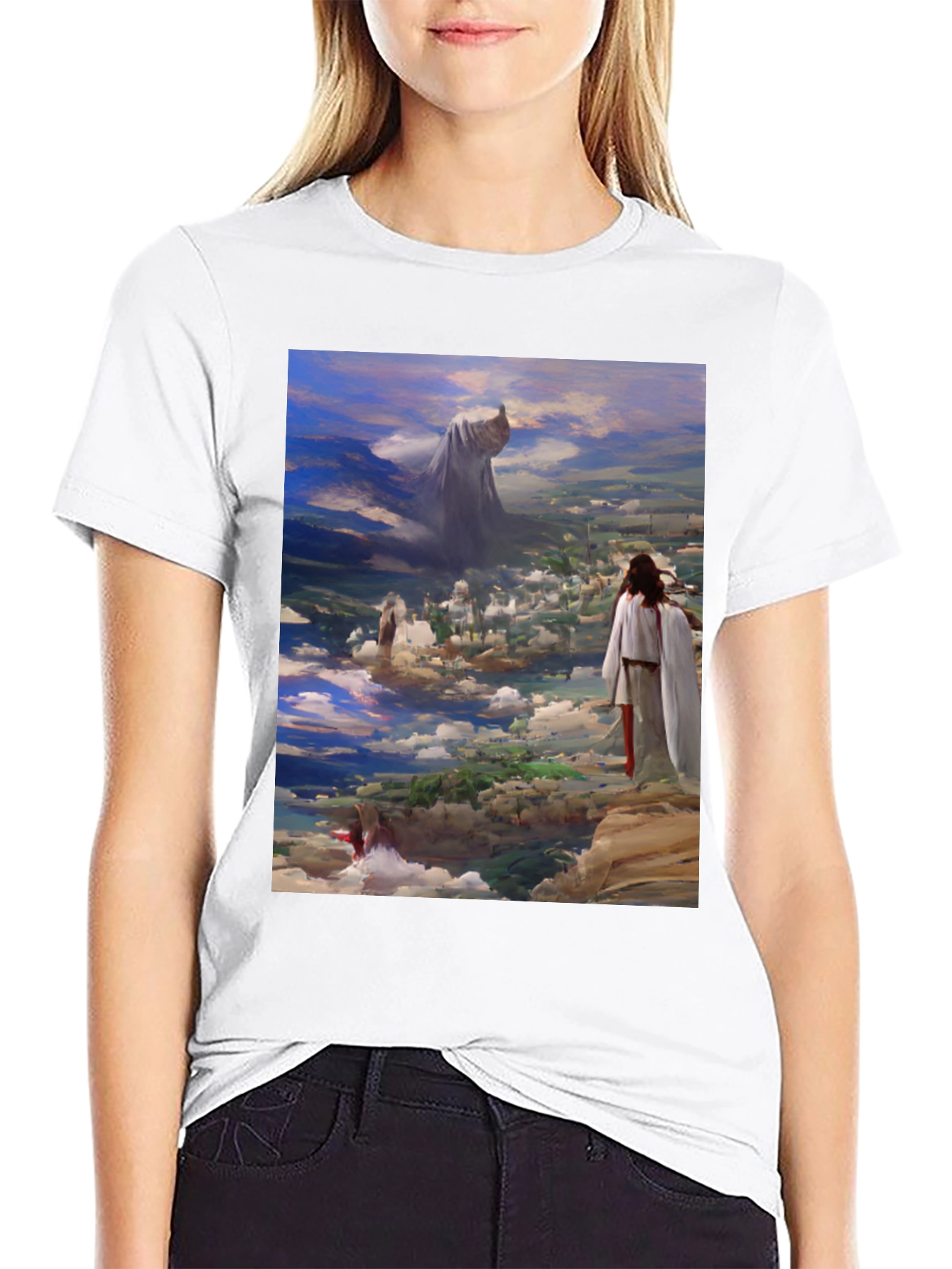 Artistic Biblical Scene Black T-Shirt