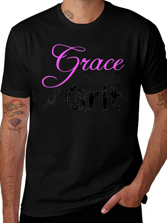 Grace Gratitude Grit T-Shirt - Inspirational Graphic Tee